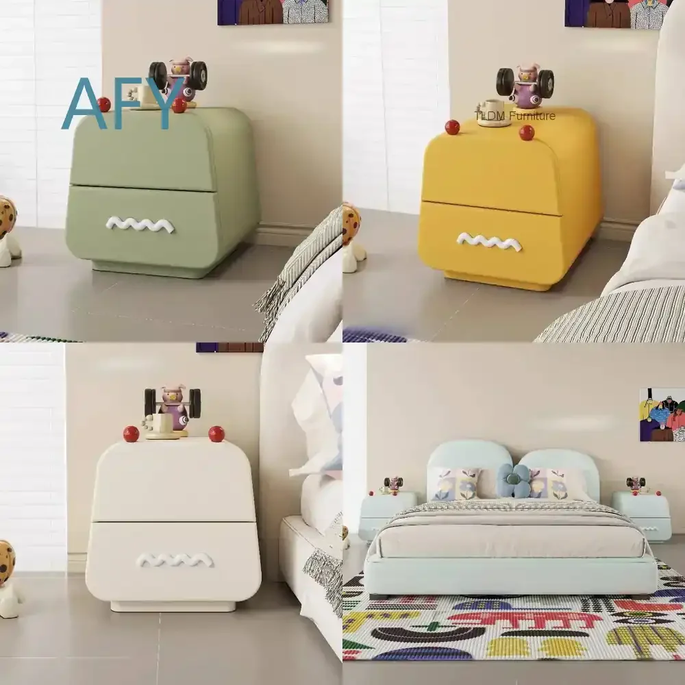 Children Nightstand for Girls Boys Solid Wood Bedroom Floor Storage Cabinet Living Room Small Side Dopamine Cabinet for Kids