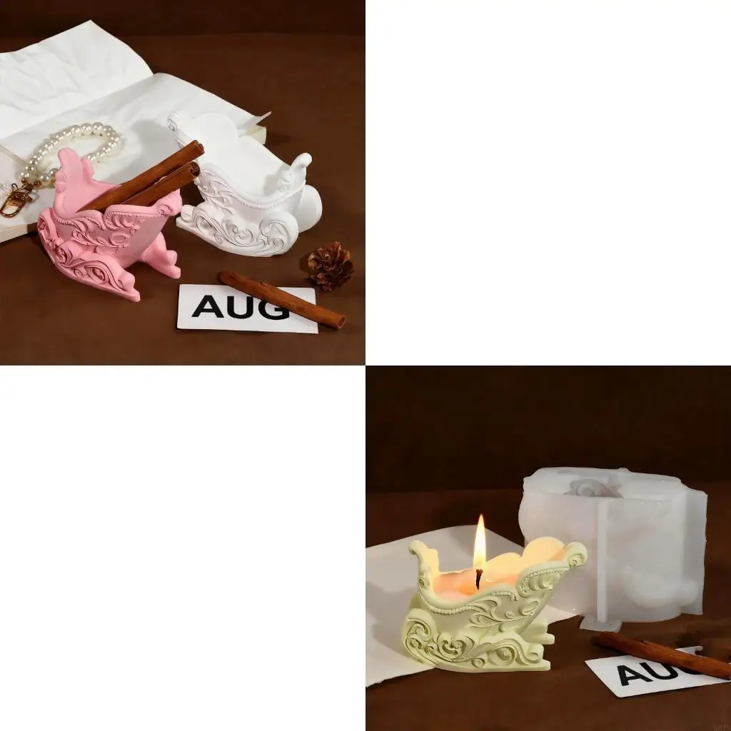 

Силиконовая форма для чашек с рисунком саней для домашних украшений для выпечки, легкая деформация, гибкие пищевые безопасные