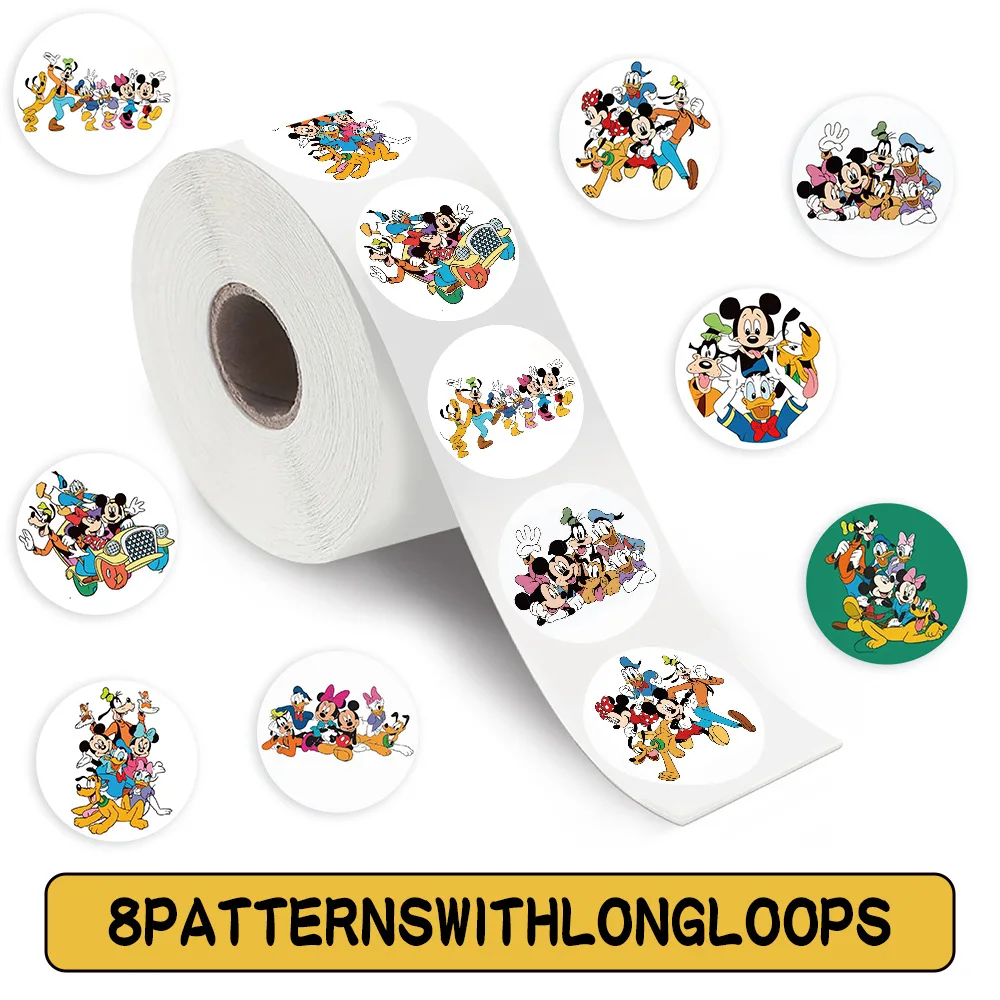 500 pçs/rolo disney dos desenhos animados pateta mickey mouse & amigos adesivos de vedação diy pvc portátil decalques decoração recompensa presente brinquedo