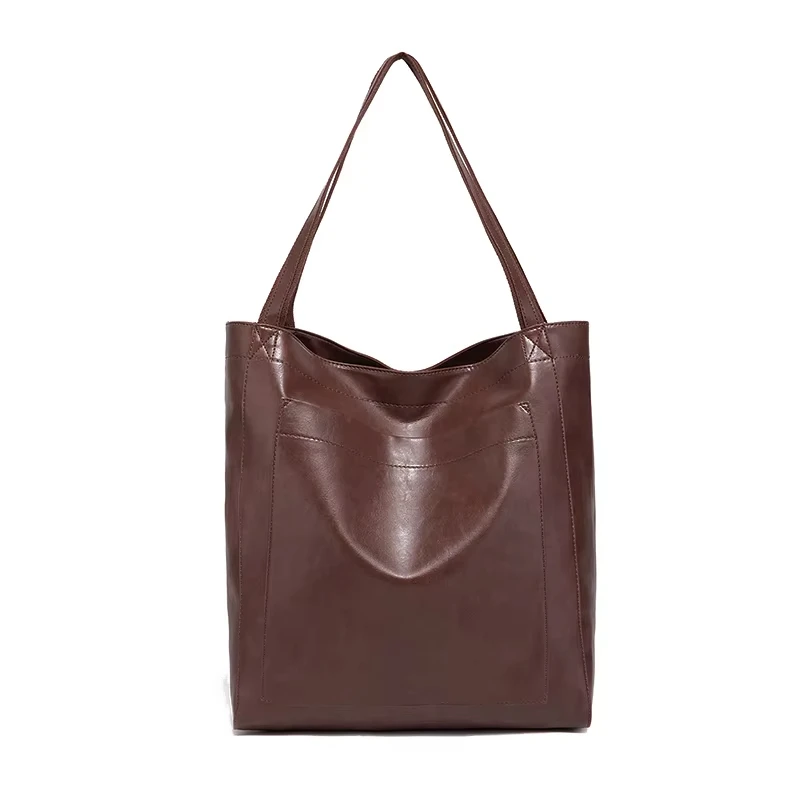 

Large Capacity Tote Bag, Fashion Retro Faux Leather Shoulder Bag, Women's Simple Versatile Casual Handbag & Purse