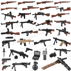 Figuras militares de la Segunda Guerra Mundial, armas, soldados, Ejército Alemán, británico, soviético, bloques de construcción, Rifles, submáquina, Thomas 98K, pistola de juguete J042