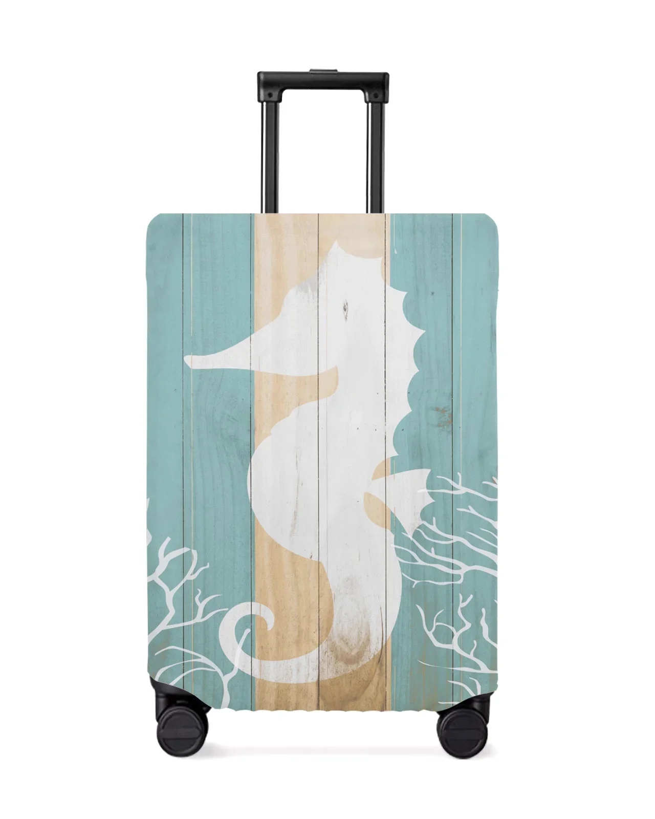 Marine Life Pattern Wooden Sea Horse Silhouette Luggage Cover Travel Accessories Suitcase Elastic Dust Case Protect Sleeve