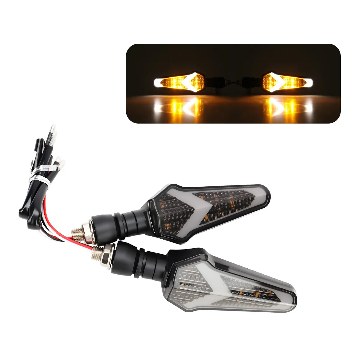 

Мотоциклетные поворотники LED с последовательным включением, ABS, водонепроницаемые, 12В, белый, желтый, красный, синий, с возможностью выбора цвета света