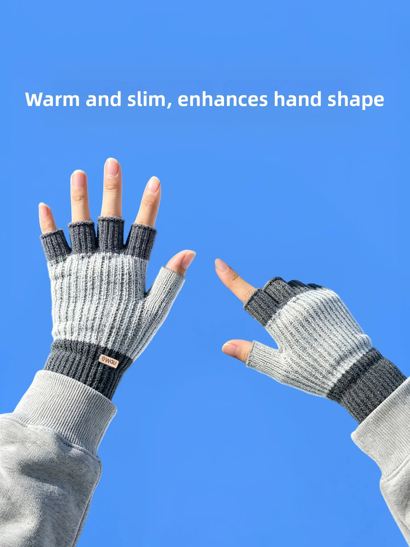 Thickened Half Finger Knitted Gloves Men's Winter Cycling Touchscreen Compatible Woolen Mittens for Writing And Typing