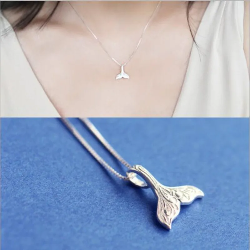 Temperament Beautiful Cute Mermaid 925 Sterling Silver Jewelry Fish Tail Exquisite Female Fashion Pendant Necklaces  XL035