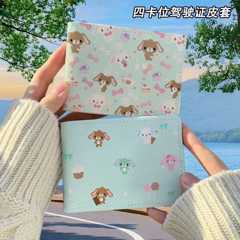 New Cute Sugarbunnies 4 Card Slots Driving License Holder Cartoon Pu Leather Student Id Bank Card Protective Cover Couple Gift