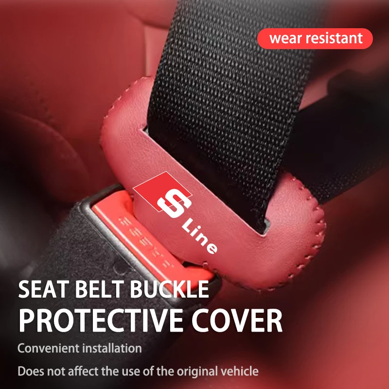 Leather Car Seat Belt Buckle Protector Clip Cover Accessories For Audi A3 Q3 A4L Q5L Q2L R8 RS A6L S Line Quattro Sline