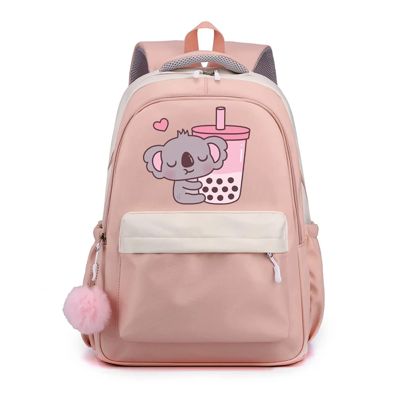 Ransel sekolah pola koala, tas punggung kapasitas besar, ransel ritsleting kualitas tinggi, tas sekolah imut baru