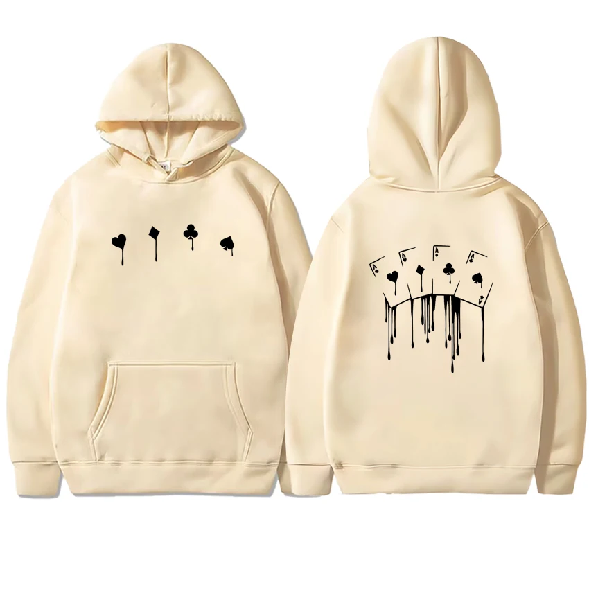 2025 Funny Playing Cards Double Sided Print Sweatshirt Autumn Winter Fleece Hoodie Men Women Long sleeve Pullover Unisex Y2K Top