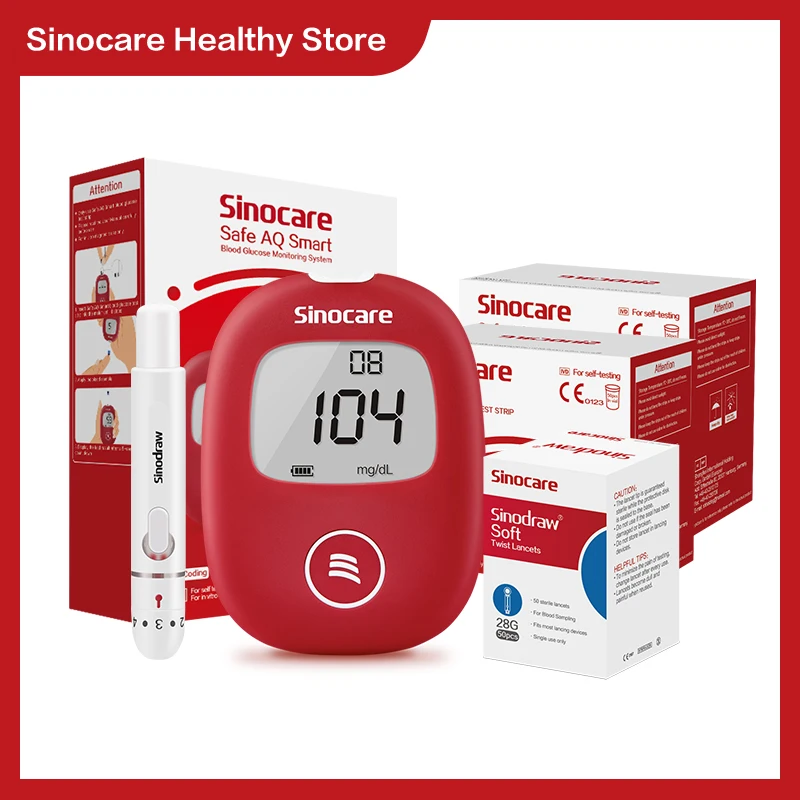 Medical Diabetes Glucometer Microtech  Blood Glucose fast test Sinocare Safe  AQ Smart Blood Glucose Kit &Test Strips
