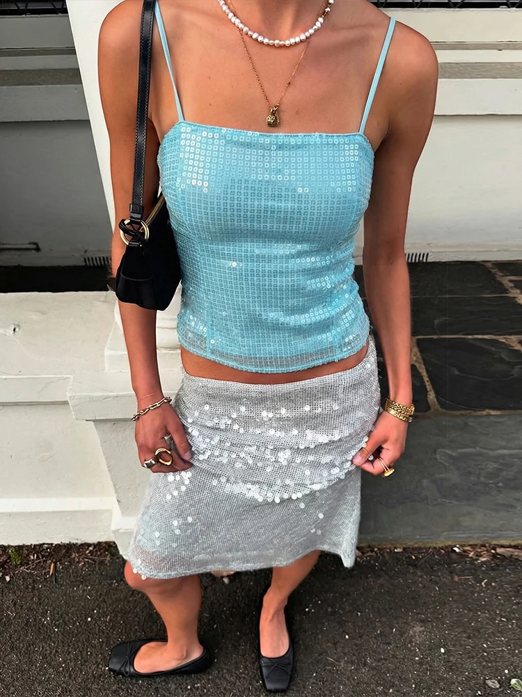 

Sisterlinda Sequin Camisole Women Patchwork Skinny 2026 Summer New Trend Music Festival Sexy Sweet Beach Party Trend Streetwear