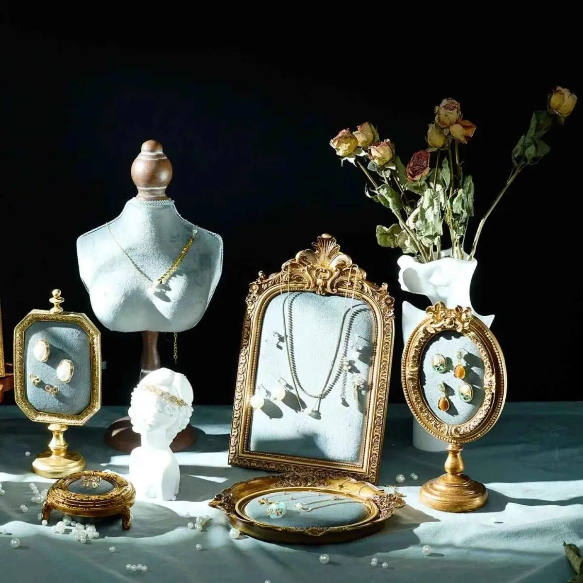 Vintage Velvet Jewelry Display Stand