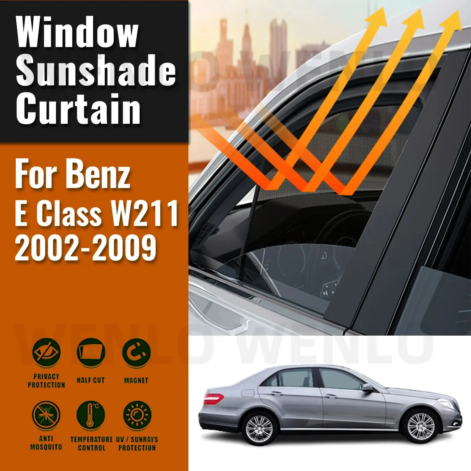 

For Mercedes Benz E Class W211 Sedan 2002-2009 Car Sunshade Front Rear Windshield Frame Curtain Side Window Sun Shade