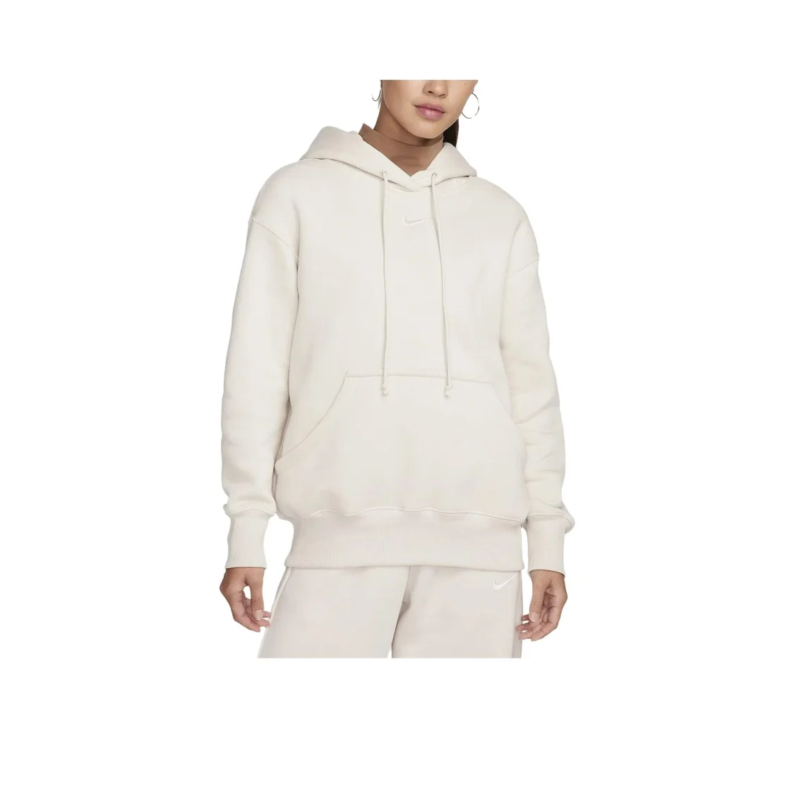 Nike Sportswear Phoenix Fleece Oversized Women Solid Color Loose Pullover Hoodie with Long Sleeves Brown Color DQ5861-104