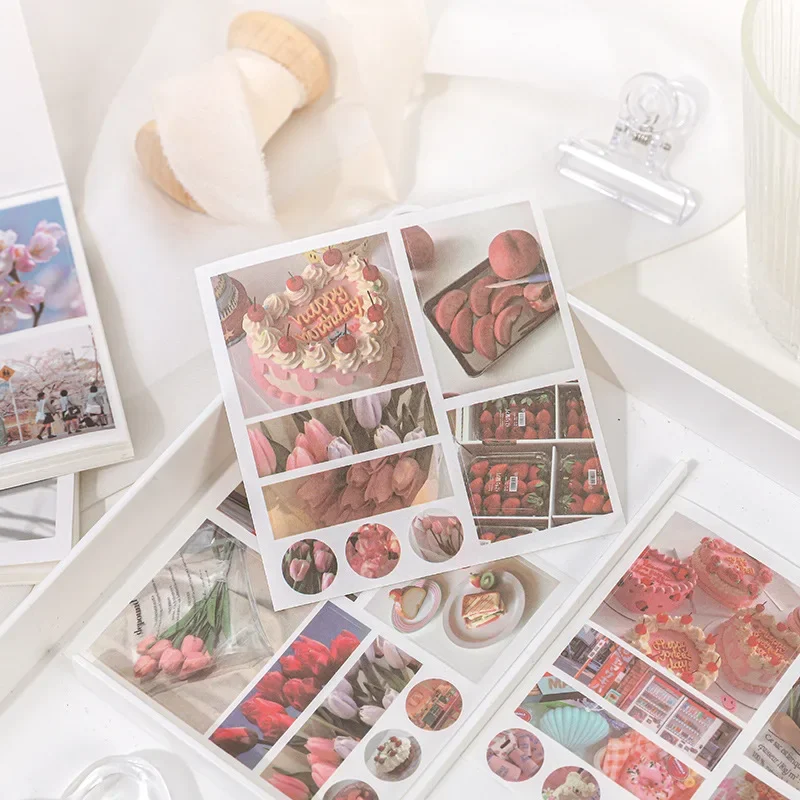 40sheets Retro Paper Sticker Book Diy Diary Planner Decoration Oil Painting Scenery Sticker Album Scrapbooking Kawaii Stationery