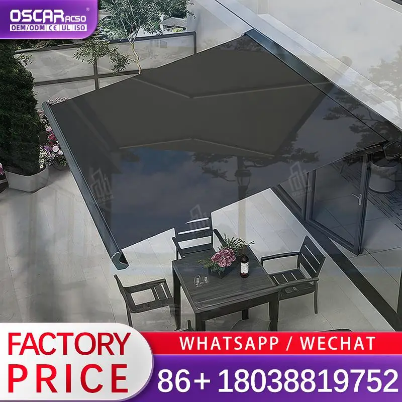 

4*3M Motorized Retractable Full Cassette Awning Heavy Duty Canopy Remote Control Aluminum Frame PC Sail for Patio Garden Balcony