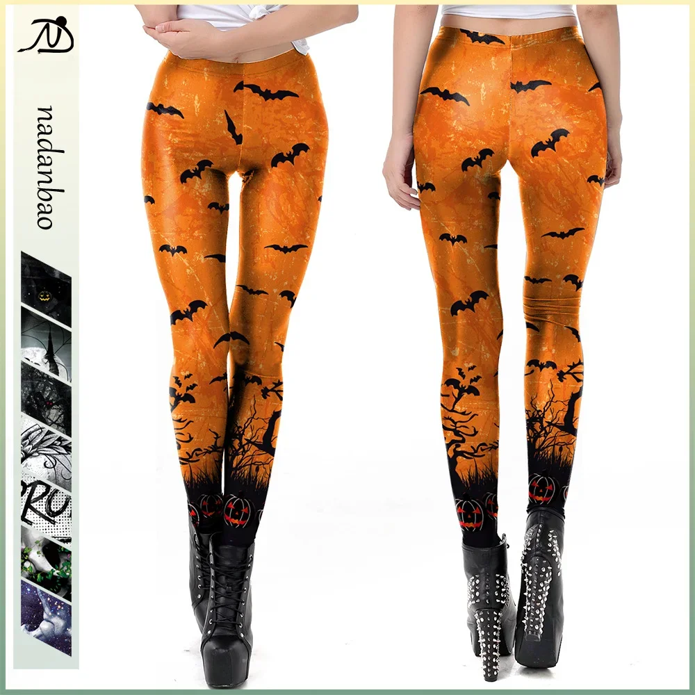 Nadanbao Halloween śmieszne legginsy damskie przyjęcie świąteczne seksowne rajstopy spodnie kobiece elastyczne spodnie w połowie talii