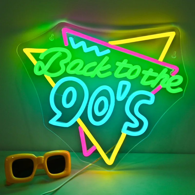 

Back To The 90'S Neon Signs Custom For Bedroom Bar Cafe Theme Party Decor For Wall Decor Colorful LED Vintage Dimmable Neon Sign
