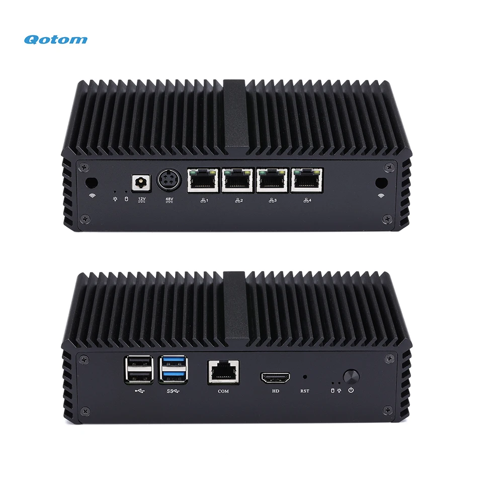 Qotom 4 LAN Mini PC POE Gateway Firewall Router Apollo Lake Celeron J3455 Quad Core AES-NI