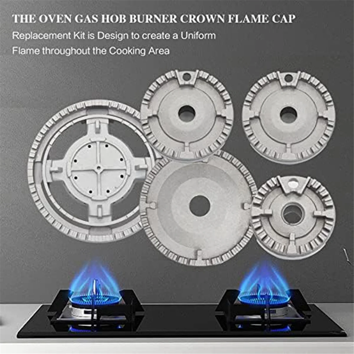 Upgrade Cooker Hat Set Oven Gas Hob Burner Crown Flame Cap Cover for Kitchen Fit for SABAF Stove Handles Lid