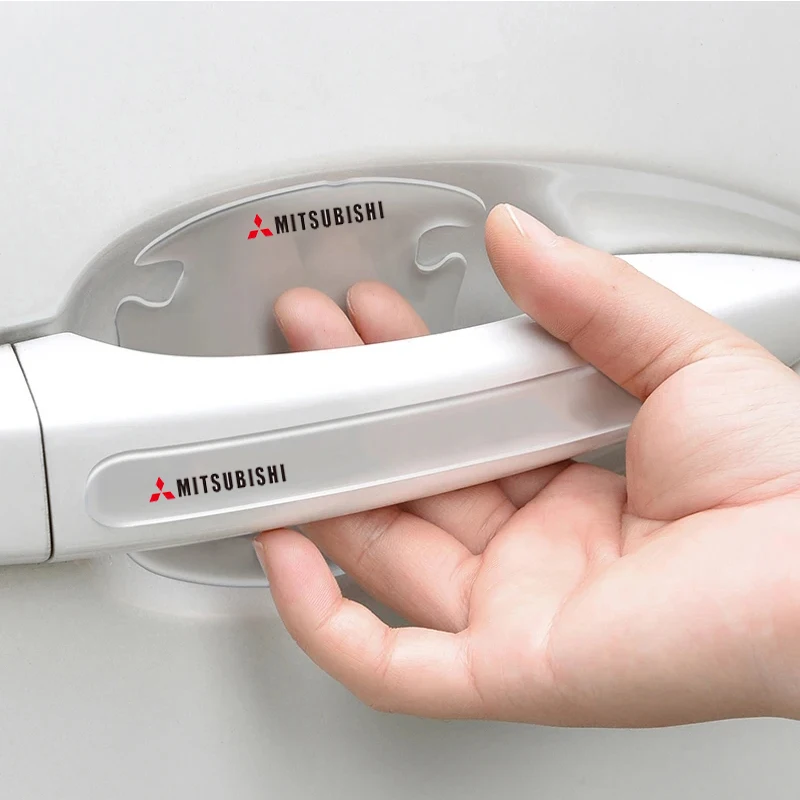 Pegatina transparente para manija de puerta de coche, tiras de protección anticolisión para Mitsubishi Pajero ASX Space Delica Triton Ralliart