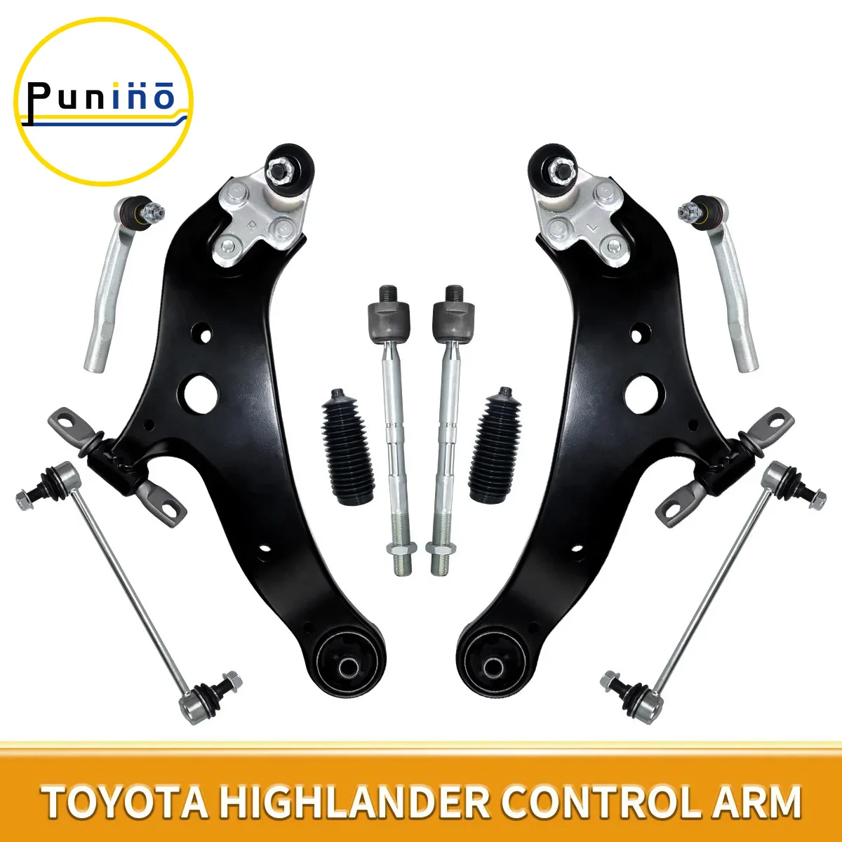 Punino Control Arm Ball Joint Tie Rod Boots 10pcs for Toyota Highlander Lexus RX450h 2008 2009 2010 2011 2012 2013 - 2018