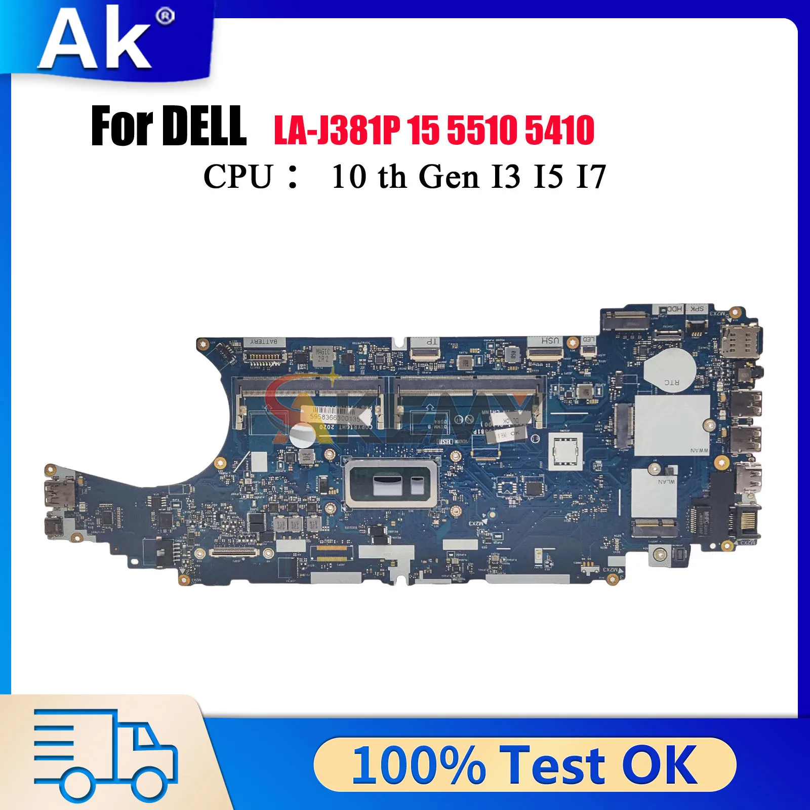 

Материнская плата FDW50 LA-J381P для Dell Latitude 5510 с процессором I5 I7-10-го поколения DDR4 0JD0KX 0HT7GC 0J67M8, 100% полностью протестирована