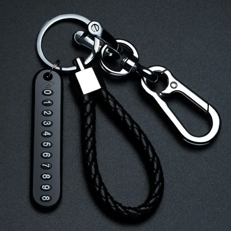 Custom Anti-Lost Car Keychain DIY Phone Number Braided Rope Auto Vehicle Key Chain Holder Accessories Gift for Men and Women