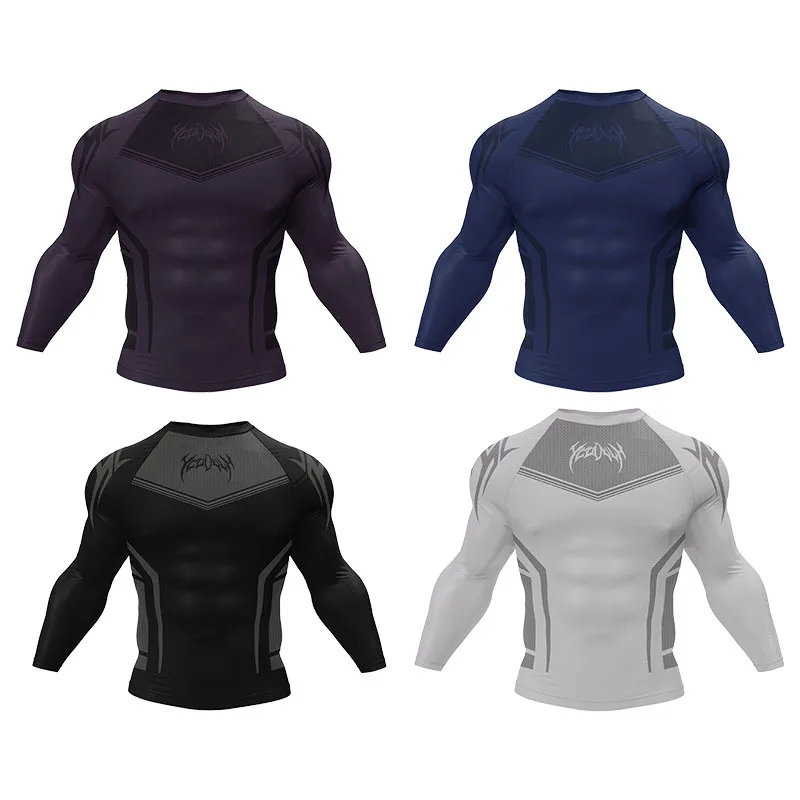 

Men's Long Sleeve Gym Compression T Shirt MMA BJJ Jiu Jitsu Tee Top Quick Dry Fit Sport Running Training Fitness Workout Shirts
