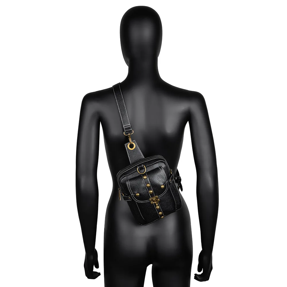 حقيبة كتف Steampunk للنساء للدراجات النارية في الهواء الطلق وحقيبة صدر للرجال ومحفظة للهاتف المحمول #2