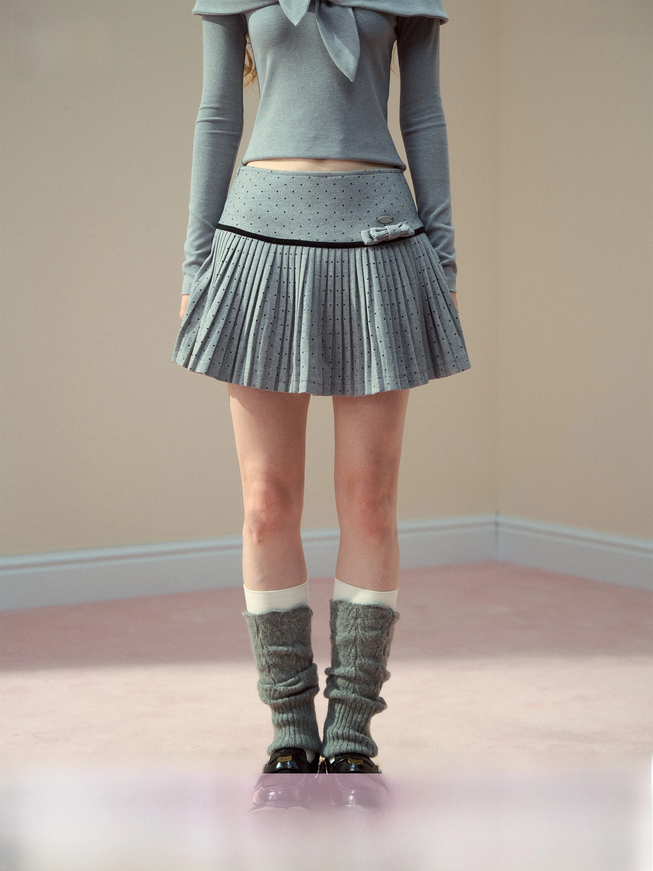 

Серая шерстяная юбка в горошек SunsetPark, А-силуэт, в студенческом стиле, короткая, для зимы, города, повседневных поездок и путешествий