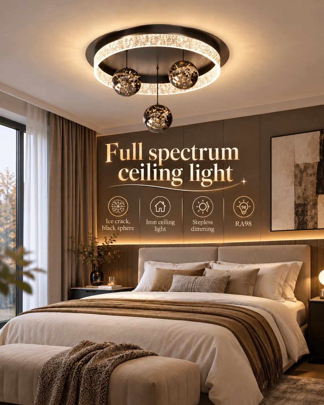 Persun modern ceiling lamp Italian luxury ice crack circular Sphere Stepless dimming bedroom study lamp shades for ceilings