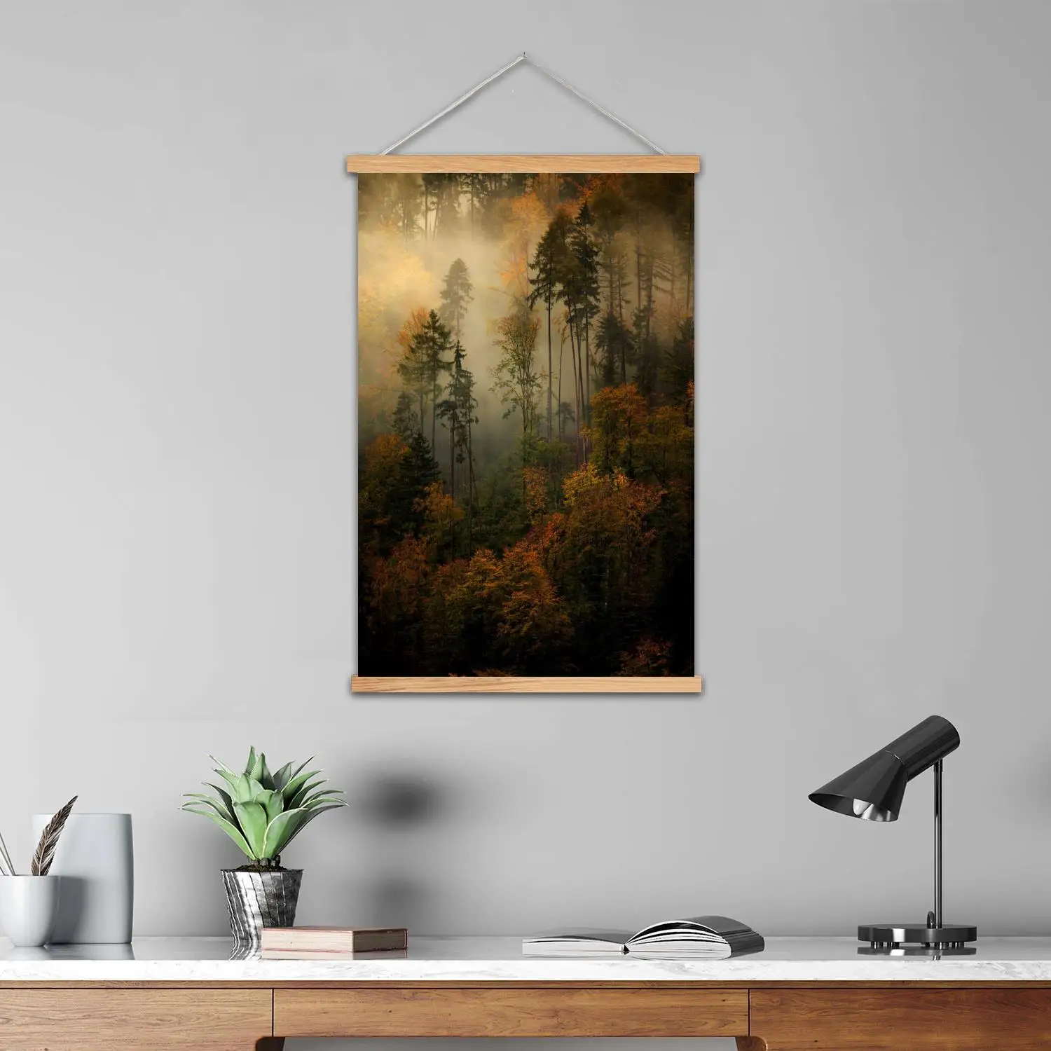 misty forest Framed Wall Painting Canvas Art Poster and Wall Art,  Modern Family Bedroom Decor, Posters,Decorative painting