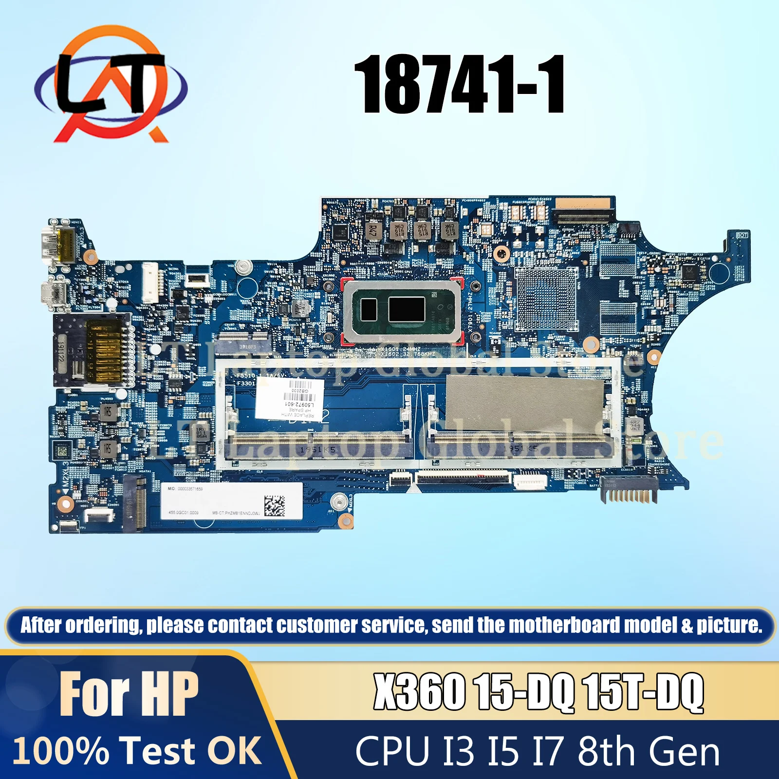 

18741-1 mainboard For HP Pavilion X360 15-DQ 15T-DQ L50972-501 L50972-601 Laptop Motherboard with CPU I3 I5 I7 8th Gen