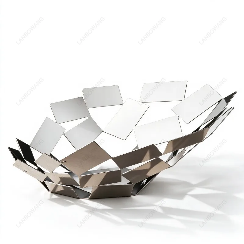 Geometric Metal Fruit Basket Hollow Wire Fruit Plate For Living Room Coffee Table Home Decor Ornament Gift Modern Style