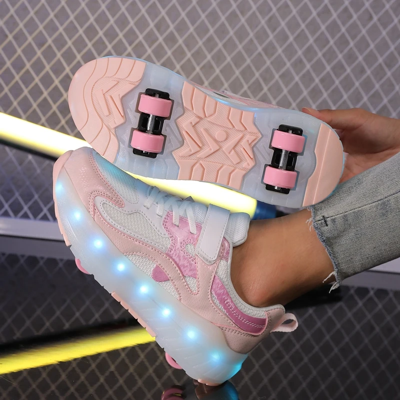 

2025 New Multi-Light 2-Wheel Roller Sneakers: Boys' Cool Shoes, Girls' Roller Skates for Students