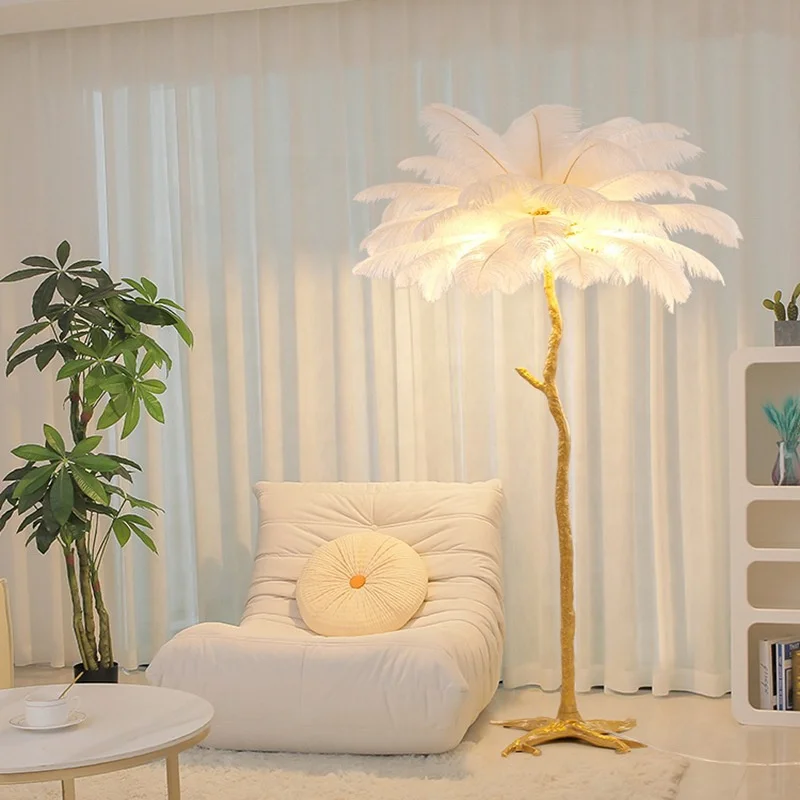 

Floor Lamp Living Room Home Decoration Standing Light Feather Lamp Light Emitting Diode Decorative Feather Floor Lamp