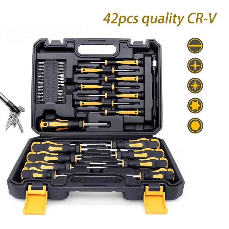 42 in 1 Screwdriver Set Multifunctional Magnetic Repair Tools Kit changeable household electrician with box