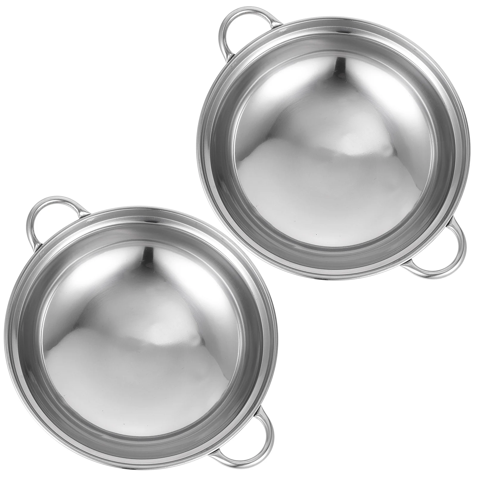 

2Pcs Stainless Steel Cooking Pot Double Handle Hot Pot Thickened Metal Pan Anti-Spill Kitchen Cookware for Home Outdoor
