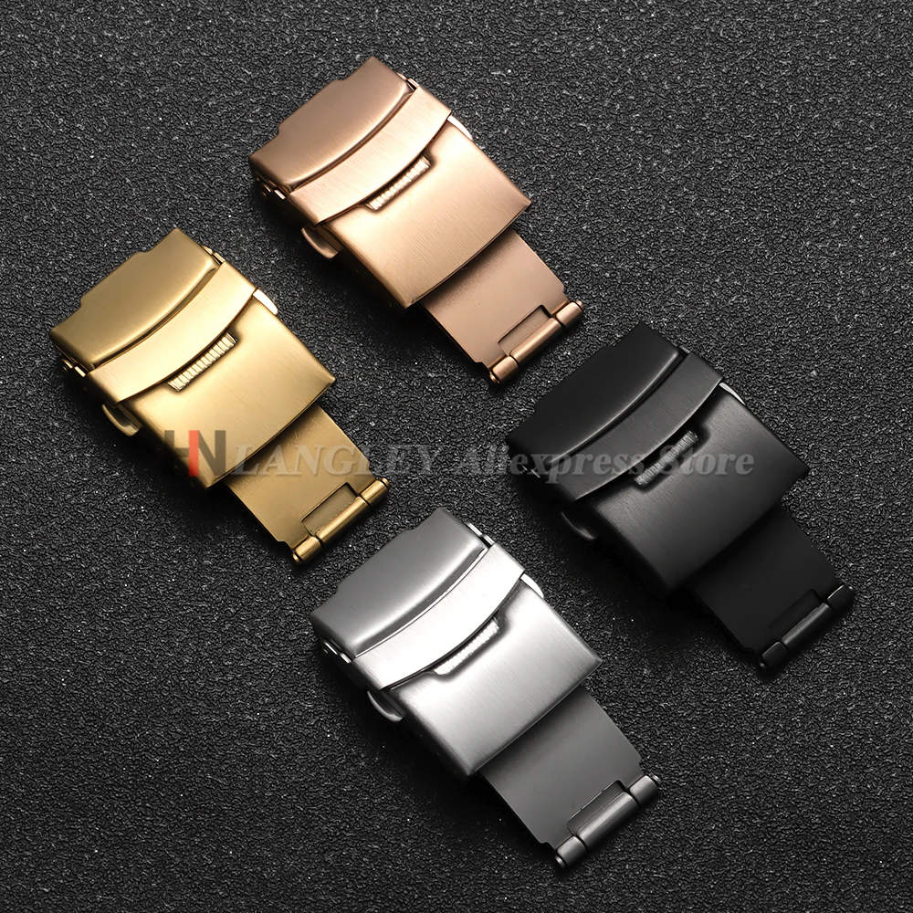 16 مللي متر 18 مللي متر 20 مللي متر 22 مللي متر الفولاذ المقاوم للصدأ للطي مشبك ل Seiko حزام المشبك نحى مزدوجة دفع زر أبازيم ساعة اكسسوارات