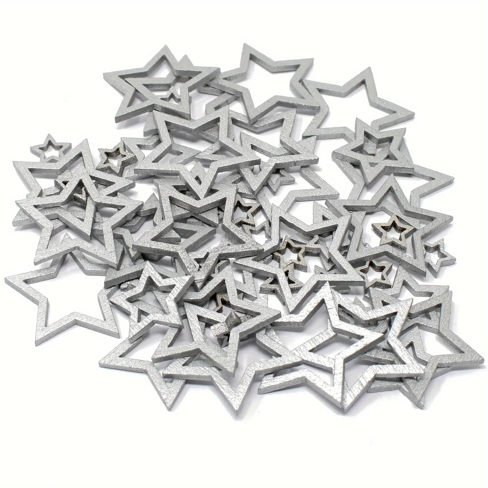 50pcs 10~30mm Wooden Mixed Sizes Cut Out Christmas Wood Hollow Stars Cutouts Confetti For DIY Xmas Decoration Crafts