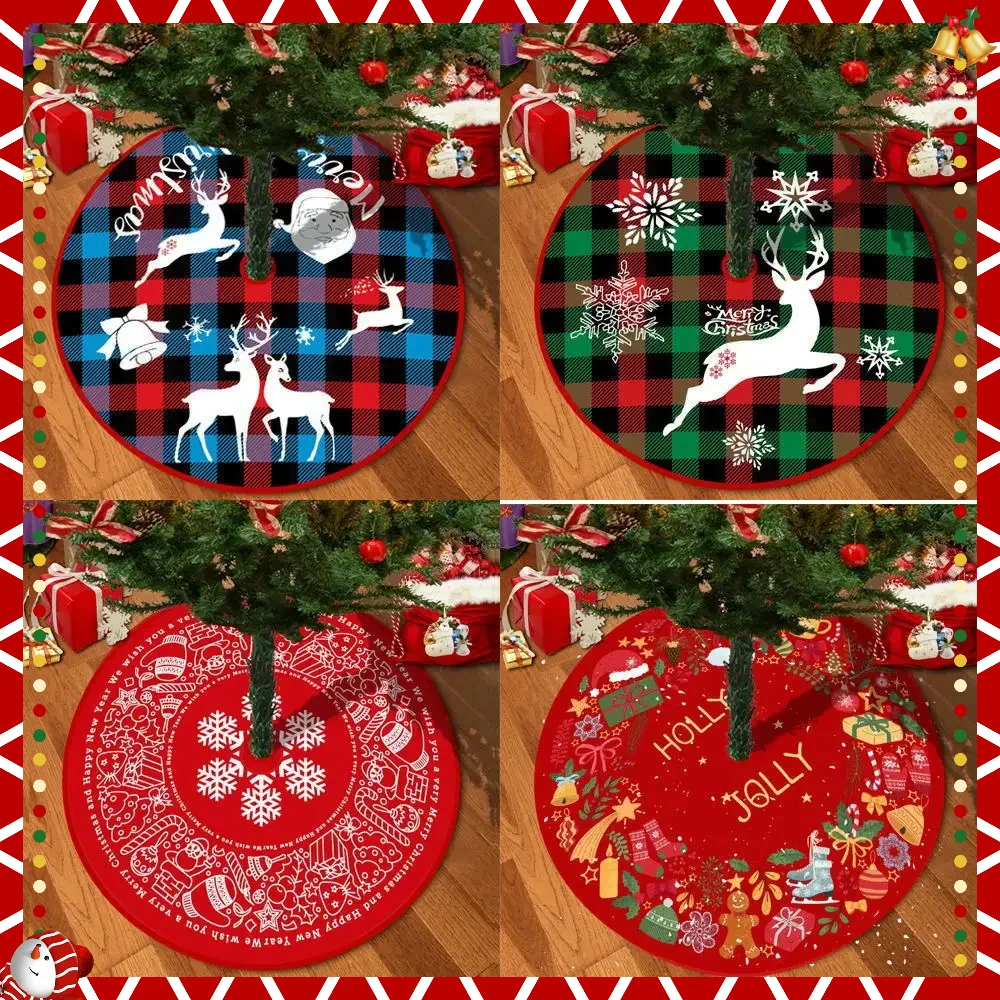 

72/92/122Cm Christmas Tree Skirt Red Christmas Tree Foot Cover Santa Claus Snowflake Christmas Tree Carpet Base Mat Decorations