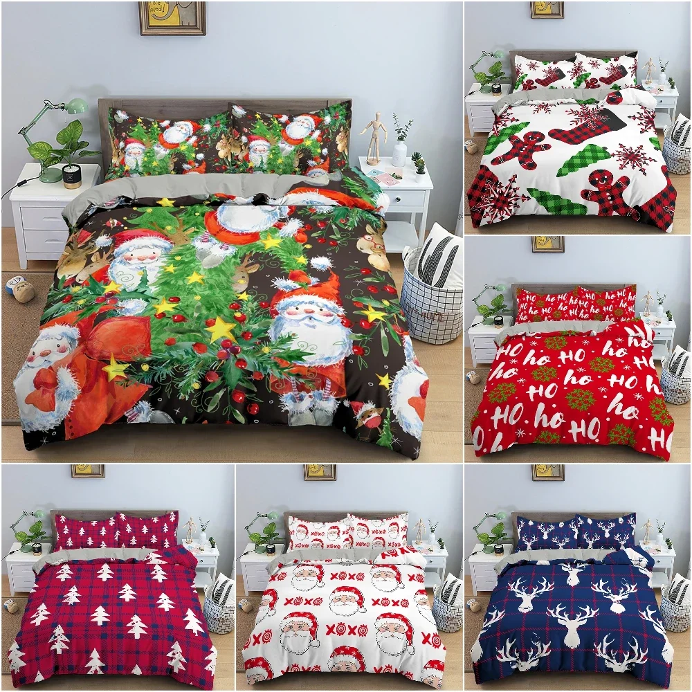 

Christmas Decoration Bedding Set Luxury Soft Duvet Cover Set 3D Christmas Printed Quilt Cover King Queen Twin Size Home Textile