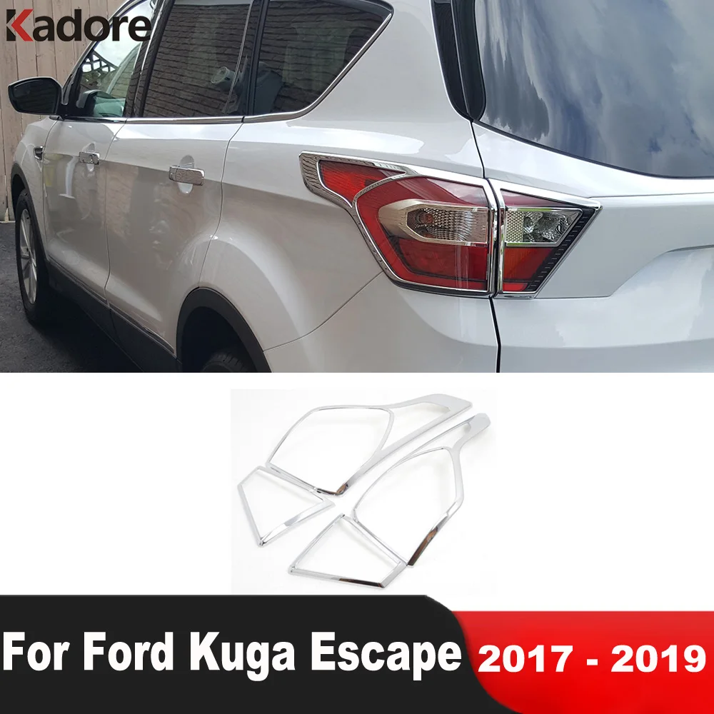 For Ford Kuga Escape 2017 2018 2019 ABS Chrome Car Rear Taillight Lamp Cover Trim Tail Lights Molding Trims Sticker Accessories