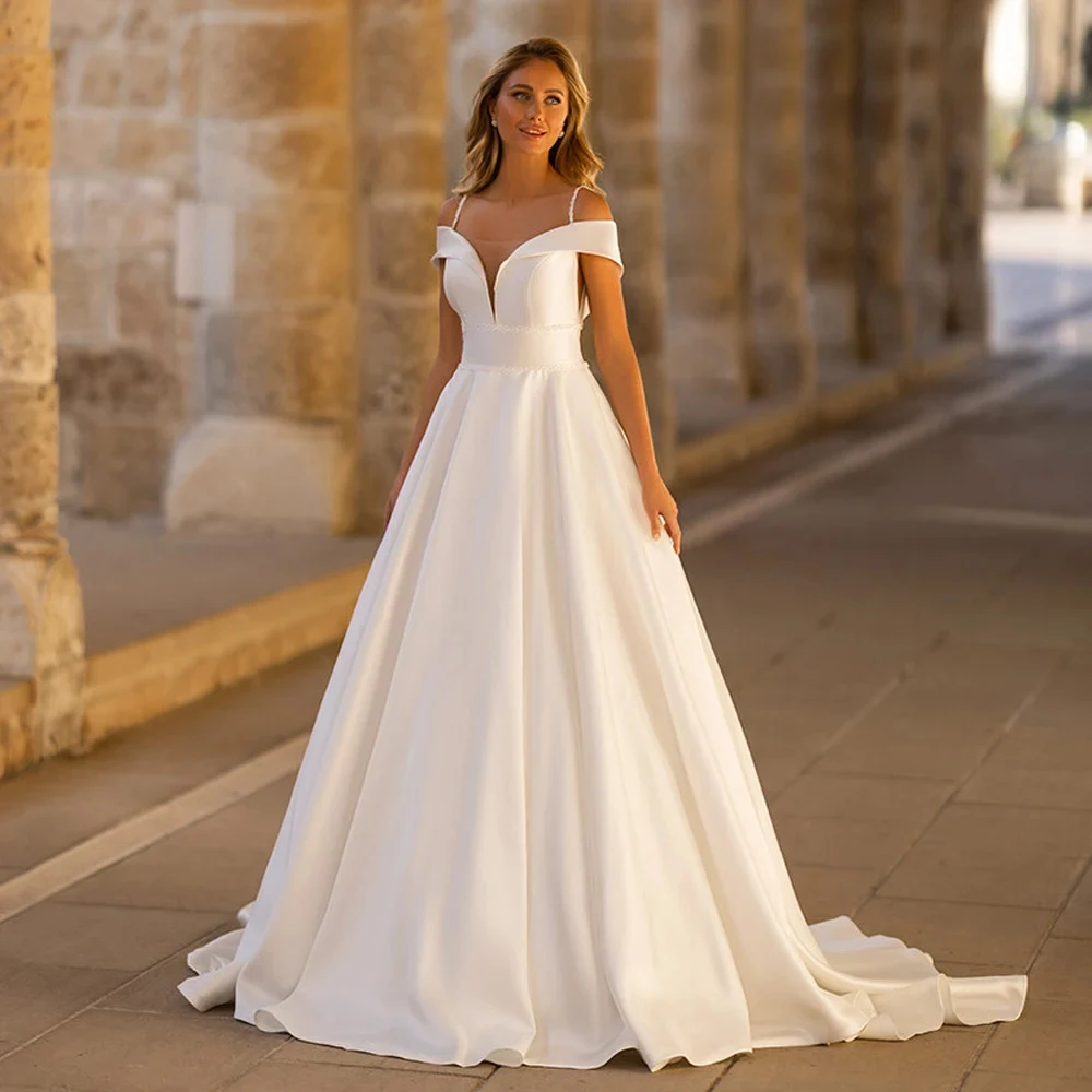 Charmante strapless trouwjurken mouw ivoor chiffon bruidsjurken rechter trein vestido de novia prachtige nieuwe robe de zomer