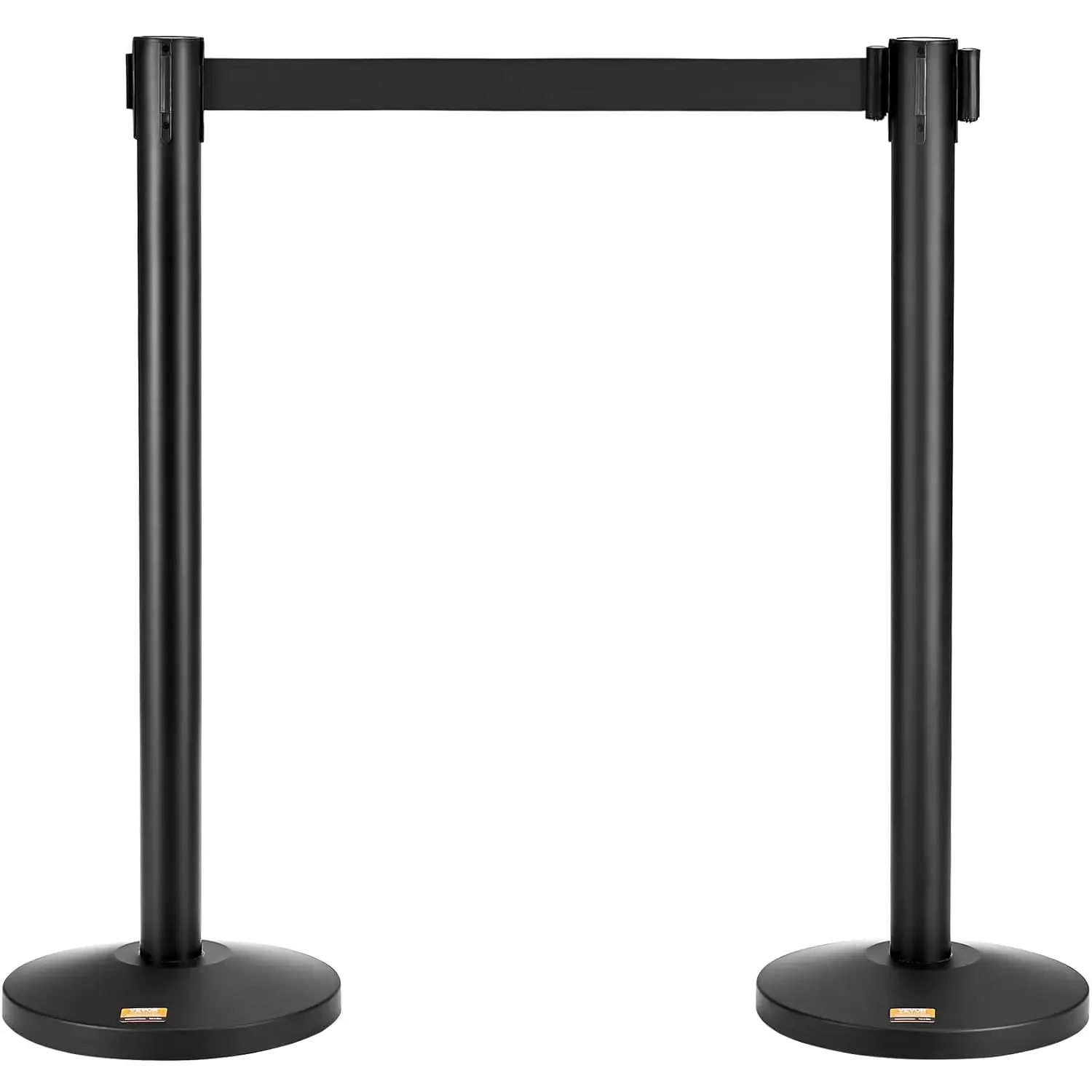 Crowd Control Stanchions, 2-Pack Crowd Control Barriers, Carbon Steel Baking Painted Stanchion Queue Post with 11FT Black