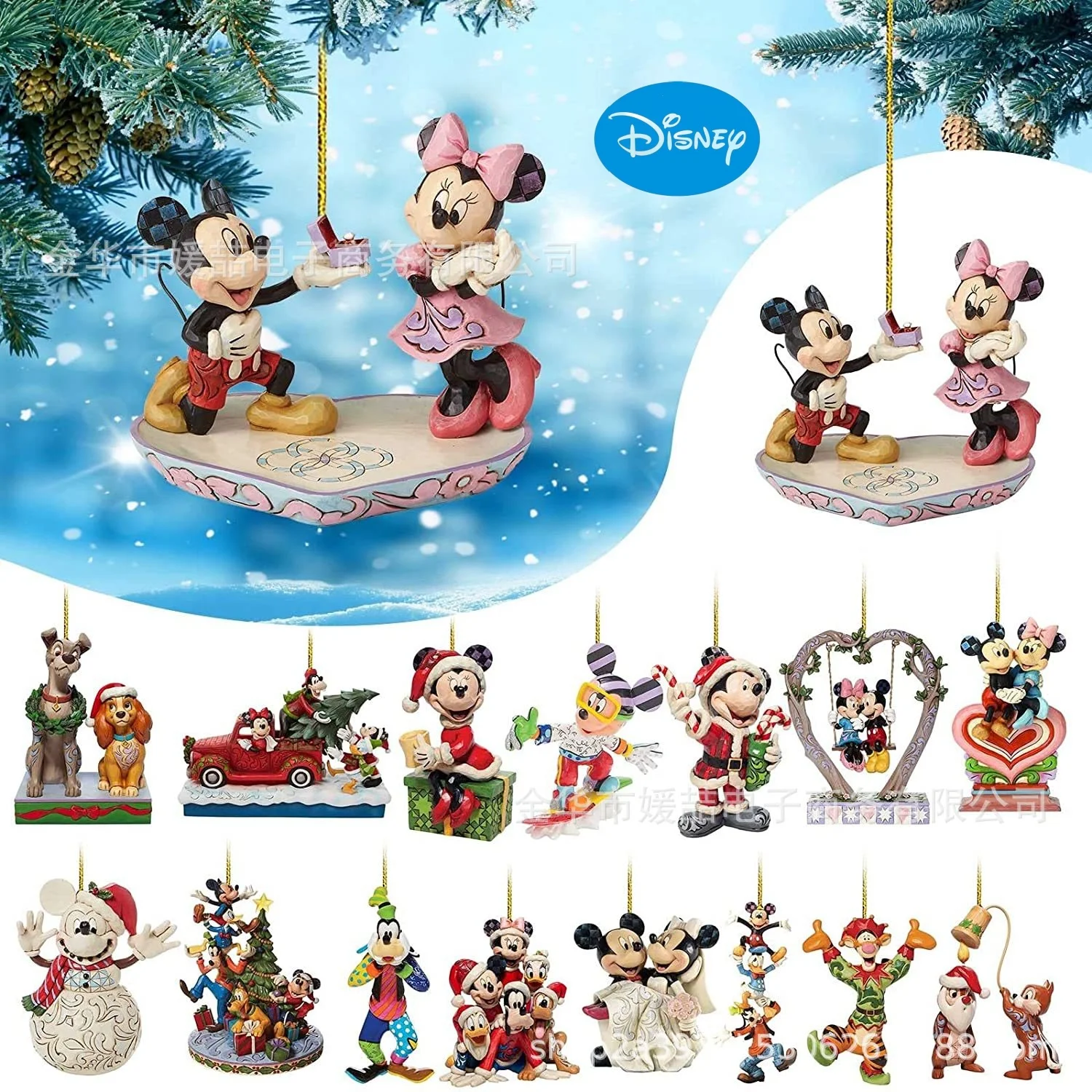 

Cartoon Kawaii Disney Mickey Christmas Tree Decoration Flat Pendant Toy Anime Figures Minnie Daisy Donald Duck Acrylic Xmas Gift