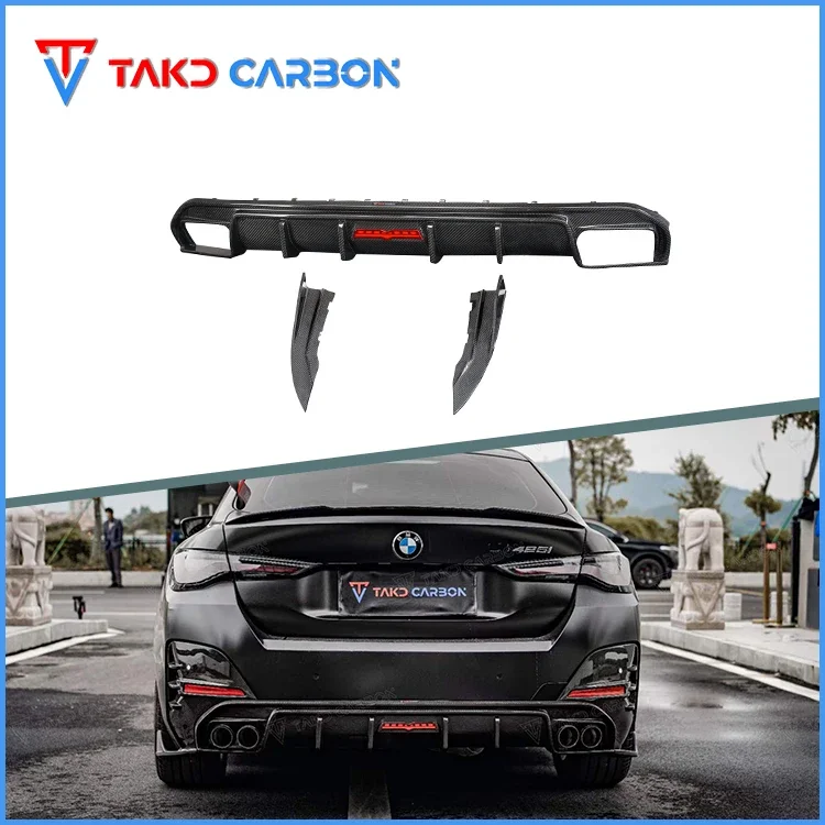 100% Dry Carbon Fiber Material Rear Bumper Diffuser Lip With LED For BMW 4 Series 2021+ G26 420i 430i 435i