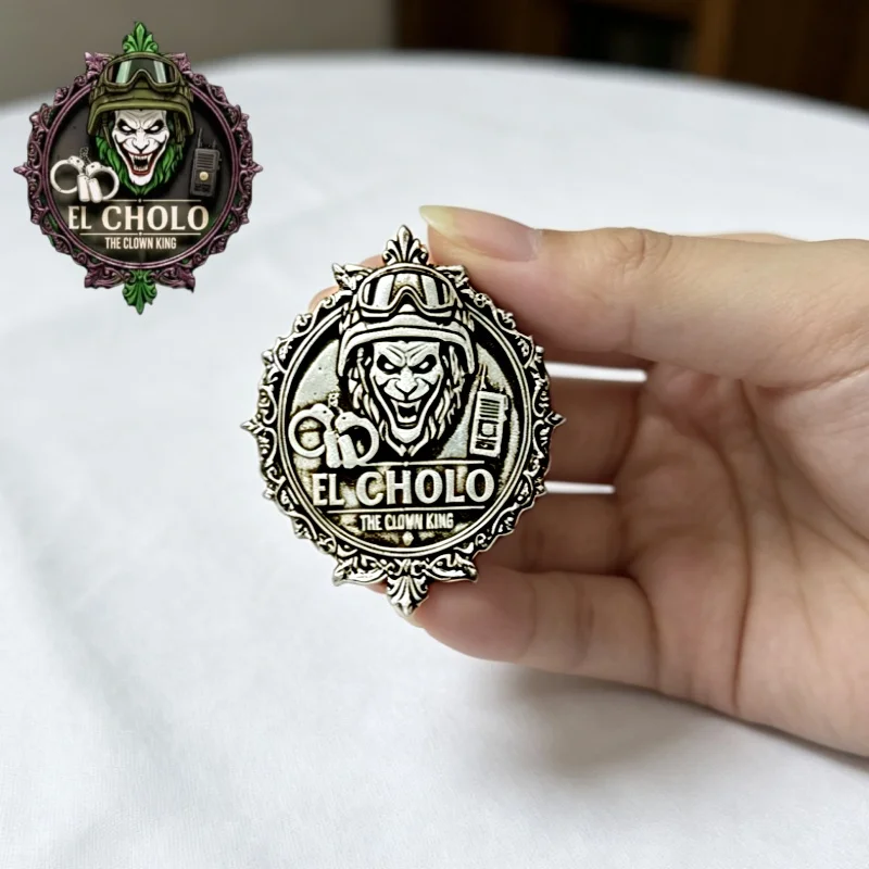Custom Clown Logo Brooch Personalized Retro Gothic stainless steel Metal Badge for Jackets Hats Clothing for Men Women view 2