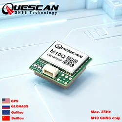 QUESCAN M10Q M10 GPS GNSS Module with Antenna GPS GLONASS Galileo BeiDou Receiver NMEA UBX-M10050-KB,1-25Hz,22*20mm